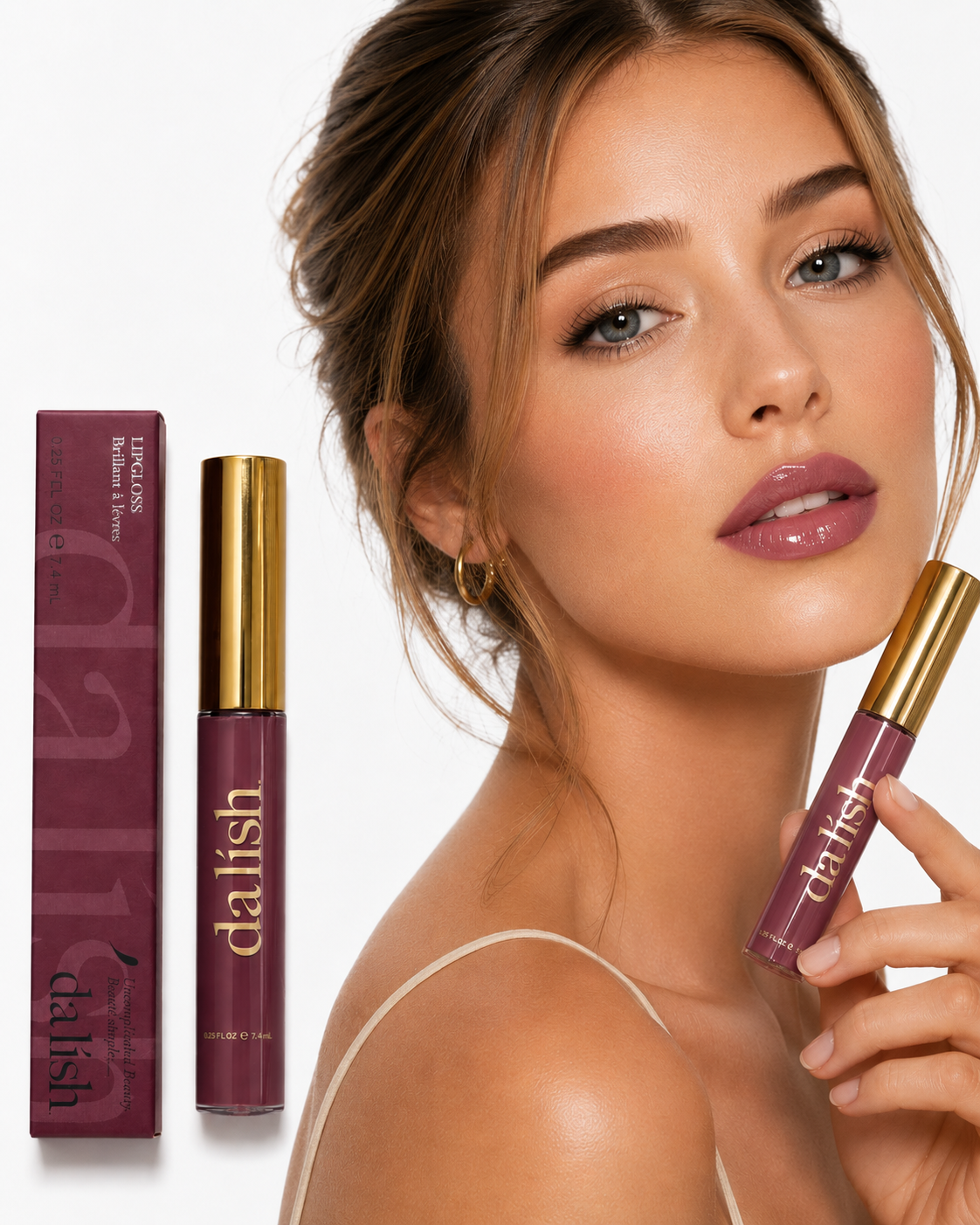 Da Lish High-Shine Lip Gloss G04 Raspberry on model