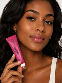 Da Lish Coleen tinted lip balm on model
