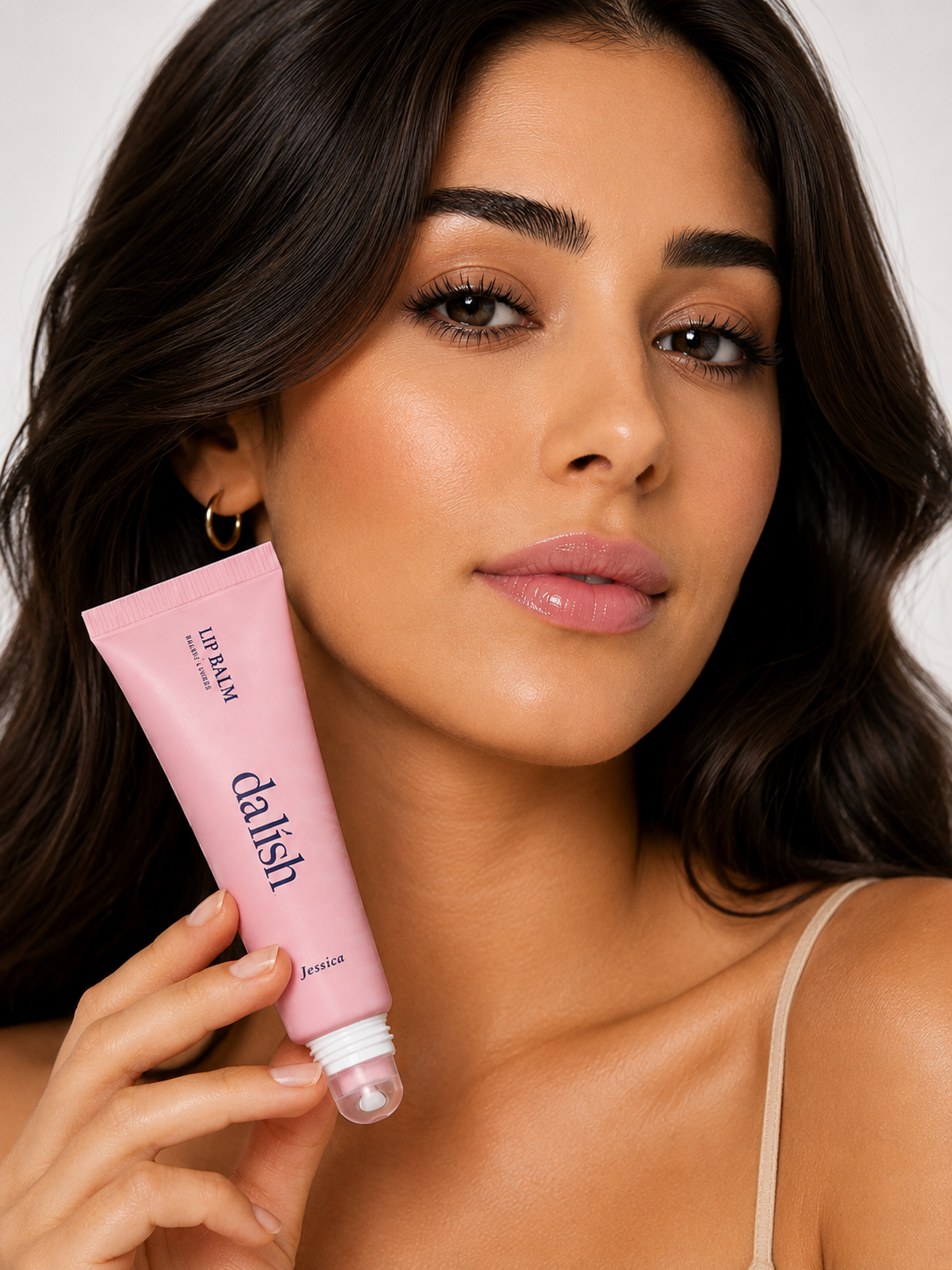Da Lish Jessica tinted lip balm on model