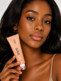 Da Lish Rose tinted lip balm on model