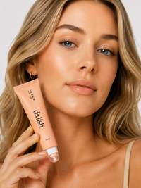 Da Lish Rose tinted lip balm on model