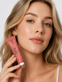 Da Lish Sacha tinted lip balm on model