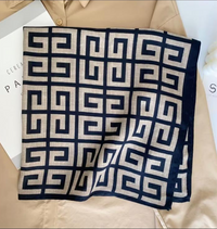 Greek Key Print Square Scarf 70x70