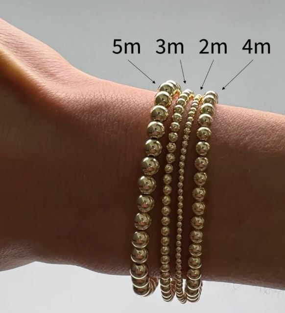 Beads-Stacking Stretch Bracelets PVD  Waterproof