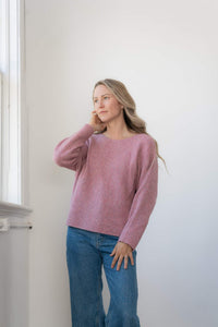 Echo Verde Eezee Crew sweater in Tea Rose front view at Lemonberry Aurora