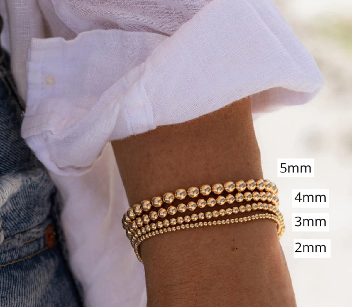 Beads-Stacking Stretch Bracelets PVD  Waterproof