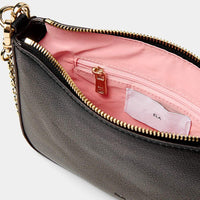 ELA Charlotte crossbody bag black interior with zip pocket detail Lemonberry Aurora