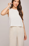 Close-up of trouser-style waistband and pleats on Elliot Pants — linen blend from Gentle Fawn at Lemonberry, serving King City and Aurora