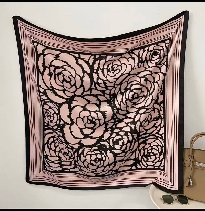 floral print square scarf lightweight 90x90 womens scarf