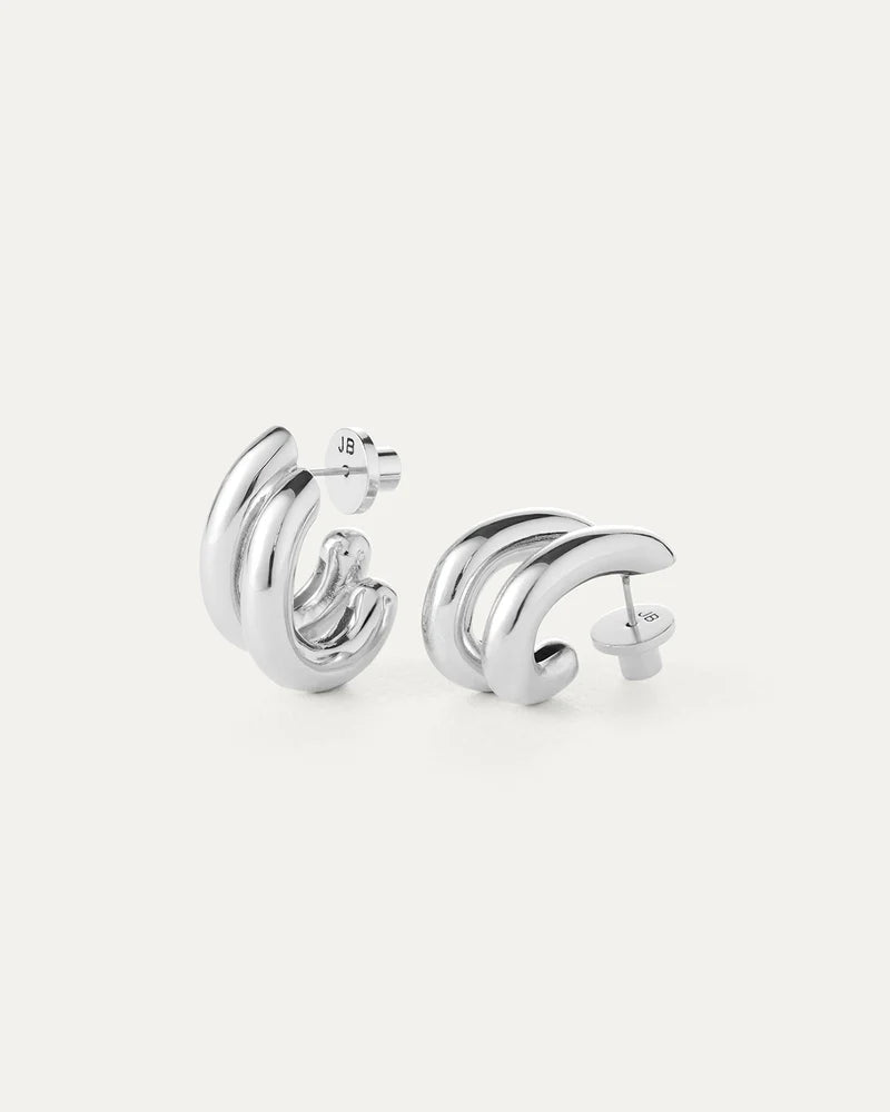 Jenny Bird Florence Earrings in silver — product on neutral background, Lemonberry Aurora.