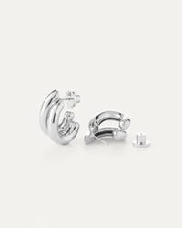 Jenny Bird Florence Earrings in silver — detail shot on light background, Lemonberry Aurora.
