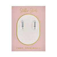 Foxy Originals Alexa Earrings in silver on display card