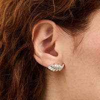 Foxy Originals Astrid Earrings in silver worn on ear