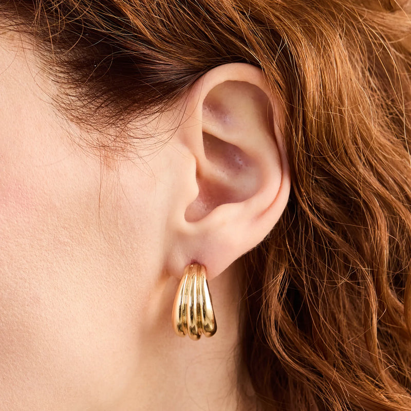 Foxy Originals Luna Earrings in gold worn on model