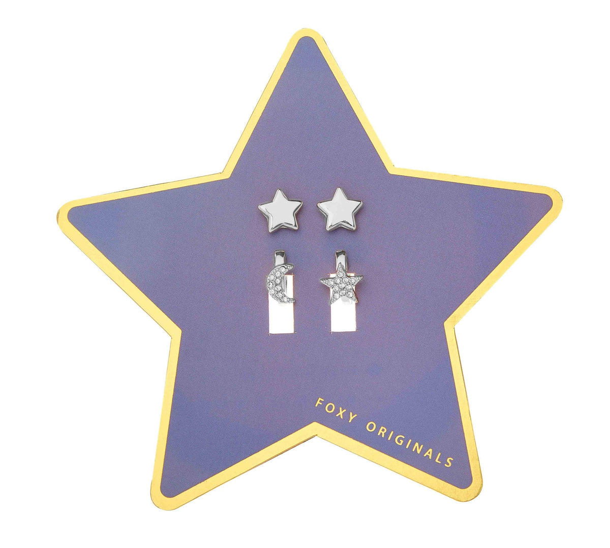 Foxy Originals Starstruck Earring Set in silver on display card