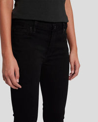 A closeup of the front the of black skinnys from 7FAM st Lemonberry in Aurora.