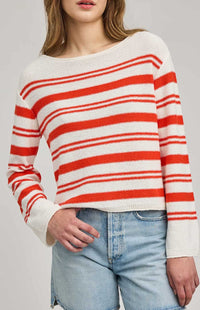 Gentle Fawn Angie sweater grenadine stripe red and cream knit detail women’s spring sweater Lemonberry Aurora