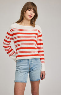 Gentle Fawn Angie sweater grenadine stripe lightweight knit sweater back view women’s casual top Lemonberry Aurora