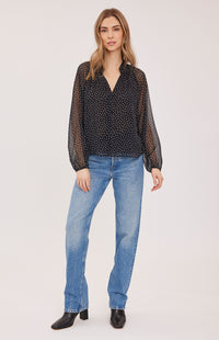 Gentle Fawn Annie blouse in Black Print front view