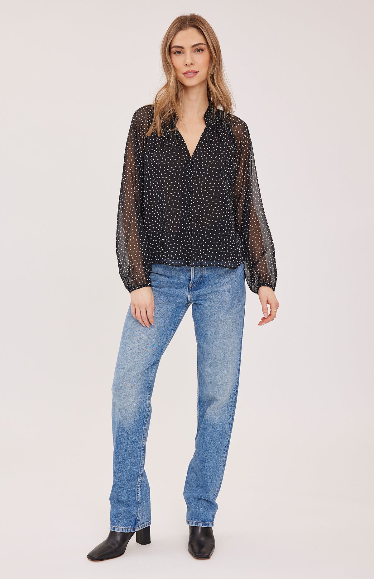 Gentle Fawn Annie blouse in Black Print front view