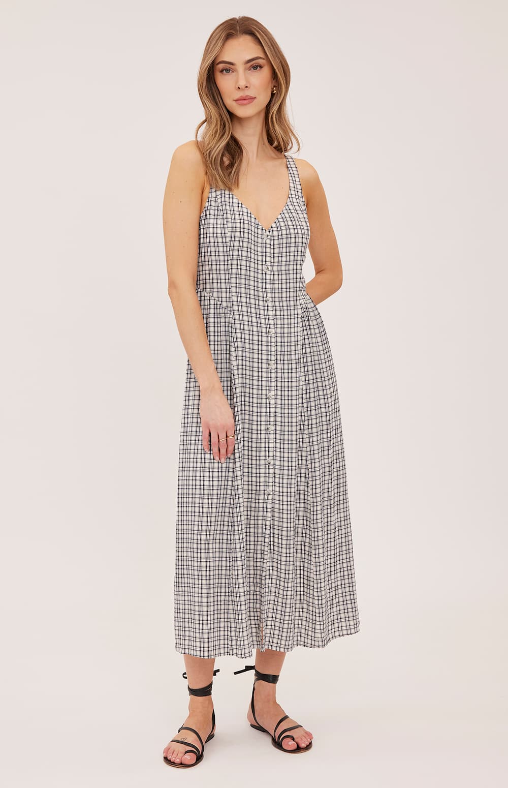 Gentle Fawn Astoria Check Midi Dress front view Lemonberry Aurora