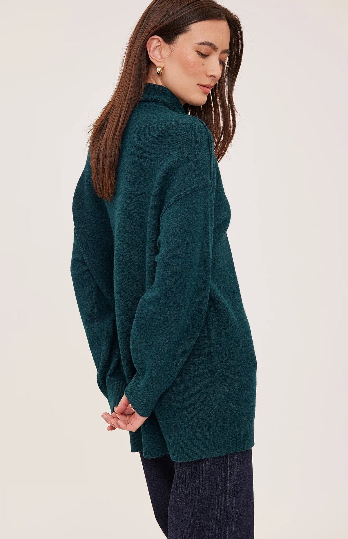Gentle Fawn Astrid turtleneck sweater in Heather Spruce, back view