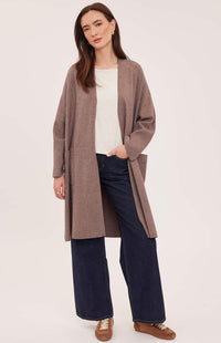 Gentle Fawn Blake Heather Bark long cardigan front view Lemonberry Aurora