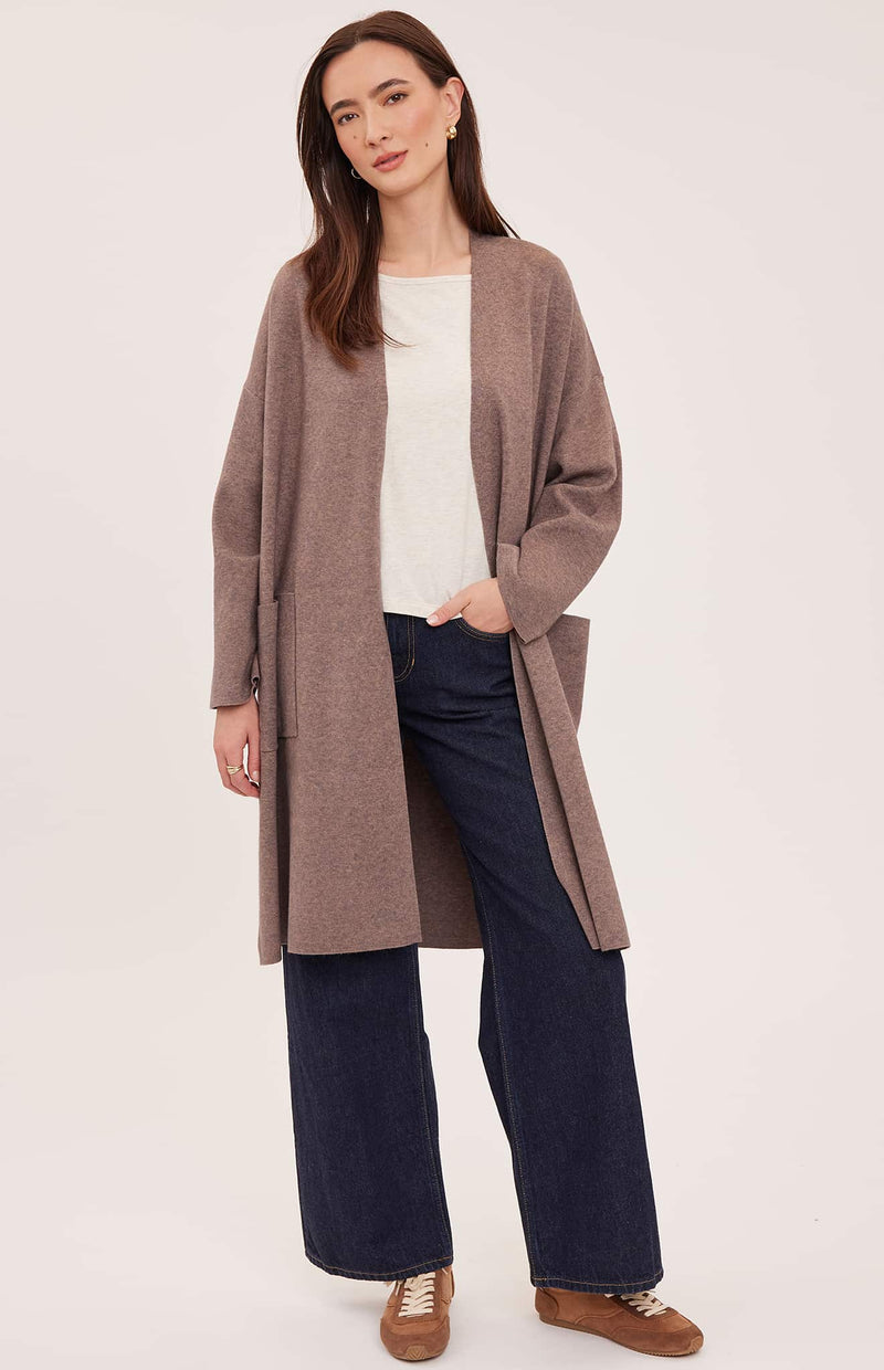 Gentle Fawn Blake Heather Bark long cardigan front view Lemonberry Aurora