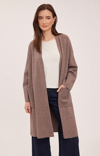 Gentle Fawn Blake Heather Bark open-front cardigan with patch pockets front view Lemonberry Aurora
