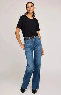 Gentle Fawn Brielle crewneck tee in black with short sleeves and relaxed fit, Lemonberry Aurora