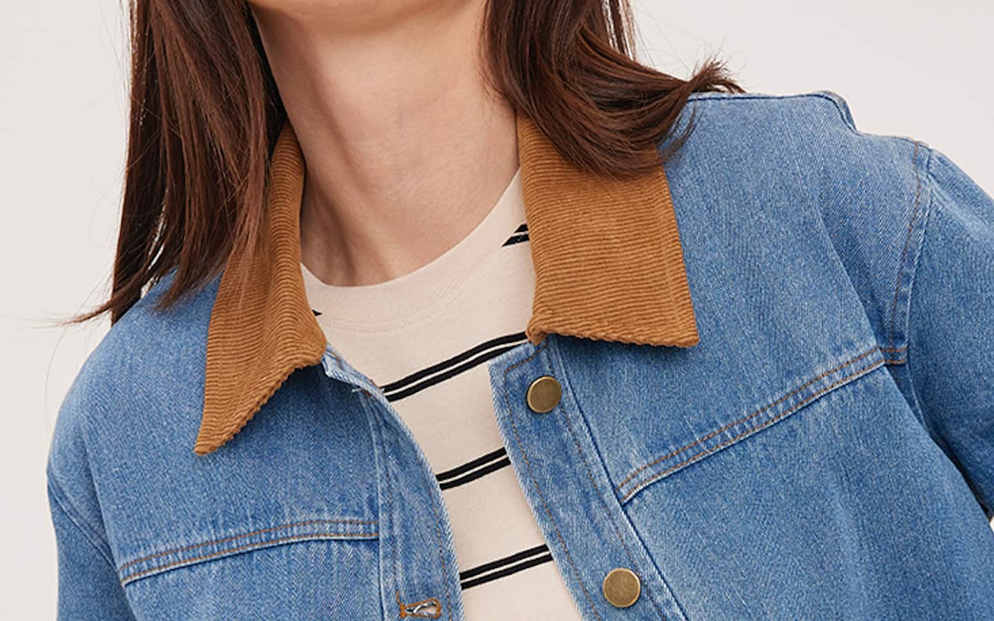Gentle Fawn Connor Denim Jacket corduroy collar detail Lemonberry Aurora
