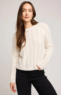 Gentle Fawn Cornelia sweater in ivory, fuzzy cable knit with raglan sleeve – Montreal style