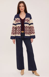 Full front view of the Gentle Fawn Dorian cardigan in Navy at Lemonberry Aurora