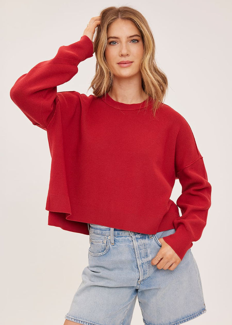 Gentle Fawn Echo knit sweater in Cranberry, front view