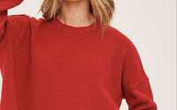 Gentle Fawn Echo cranberry knit sweater neckline and knit detail at Lemonberry Aurora