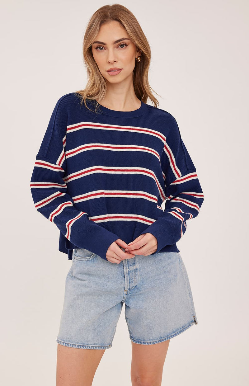 Gentle Fawn Echo striped knit sweater front detail at Lemonberry Aurora