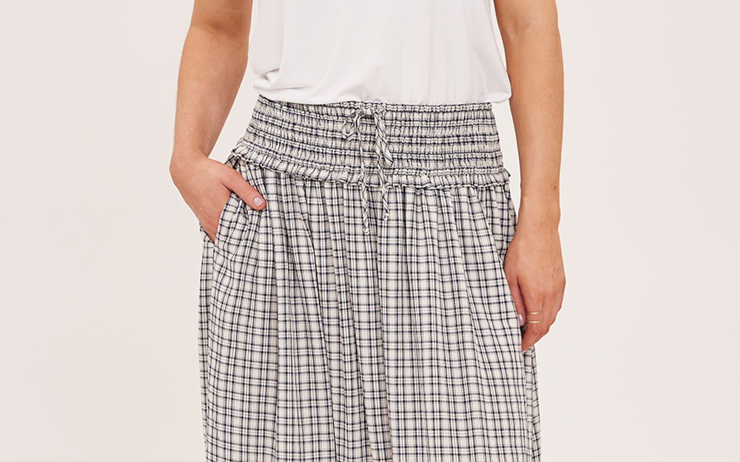 Gentle Fawn Elowyn Check Midi Skirt front detailed view Lemonberry Aurora