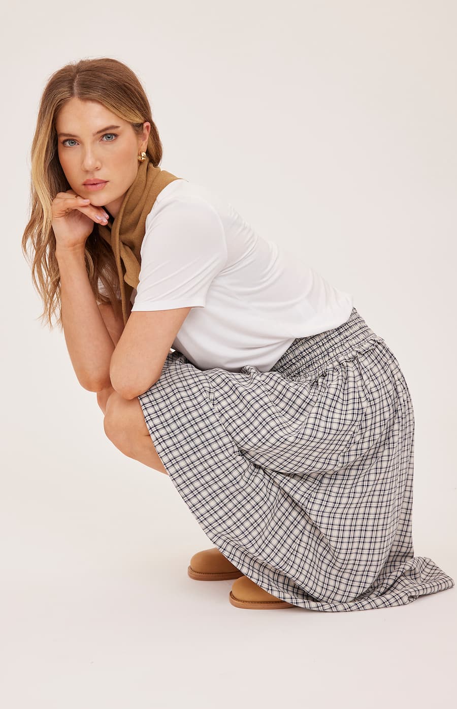 Gentle Fawn Elowyn Check Midi Skirt side view Lemonberry Aurora
