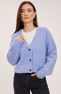 Gentle Fawn Esme cardigan in Heather Skyline detail view