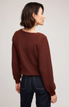 Back view of Gentle Fawn Hailey Sweater in mahogany, pointelle detailing – Aurora boutique