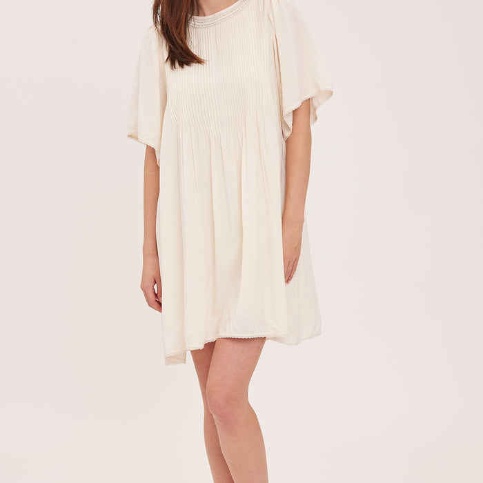 Gentle Fawn Heidi cream pintuck mini dress front view Lemonberry Aurora