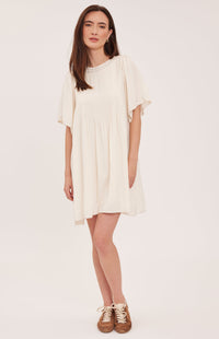 Gentle Fawn Heidi cream pintuck mini dress front view Lemonberry Aurora