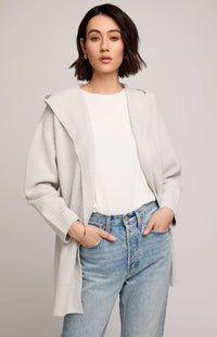Gentle Fawn Ilana Cardigan Heather Birch Lemonberry Aurora on model front view