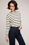 Gentle Fawn Indy Cream Stripe long sleeve top – side slit detail