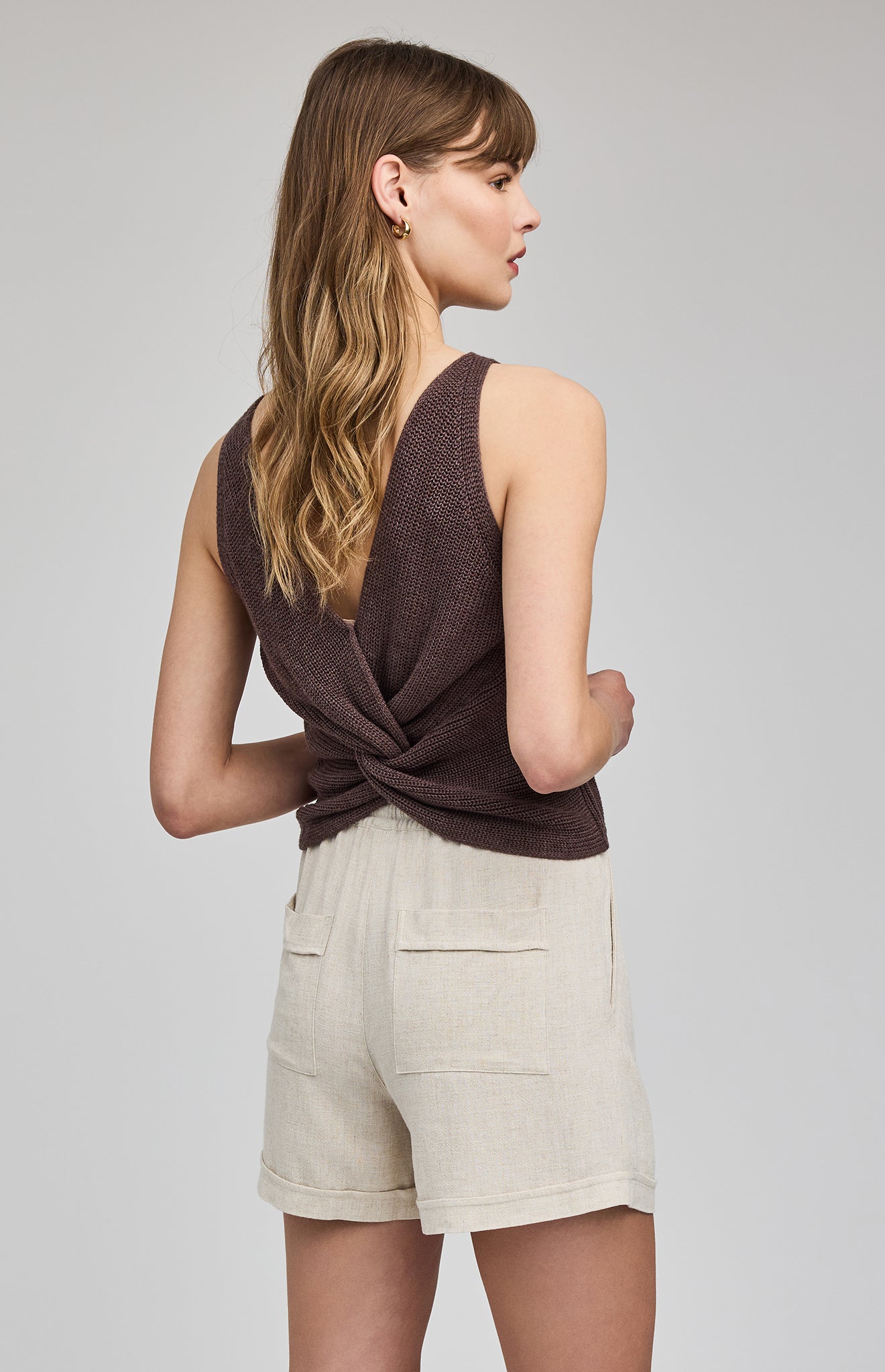 Gentle Fawn Juno Linen Blend Drawcord Shorts back view Lemonberry Aurora