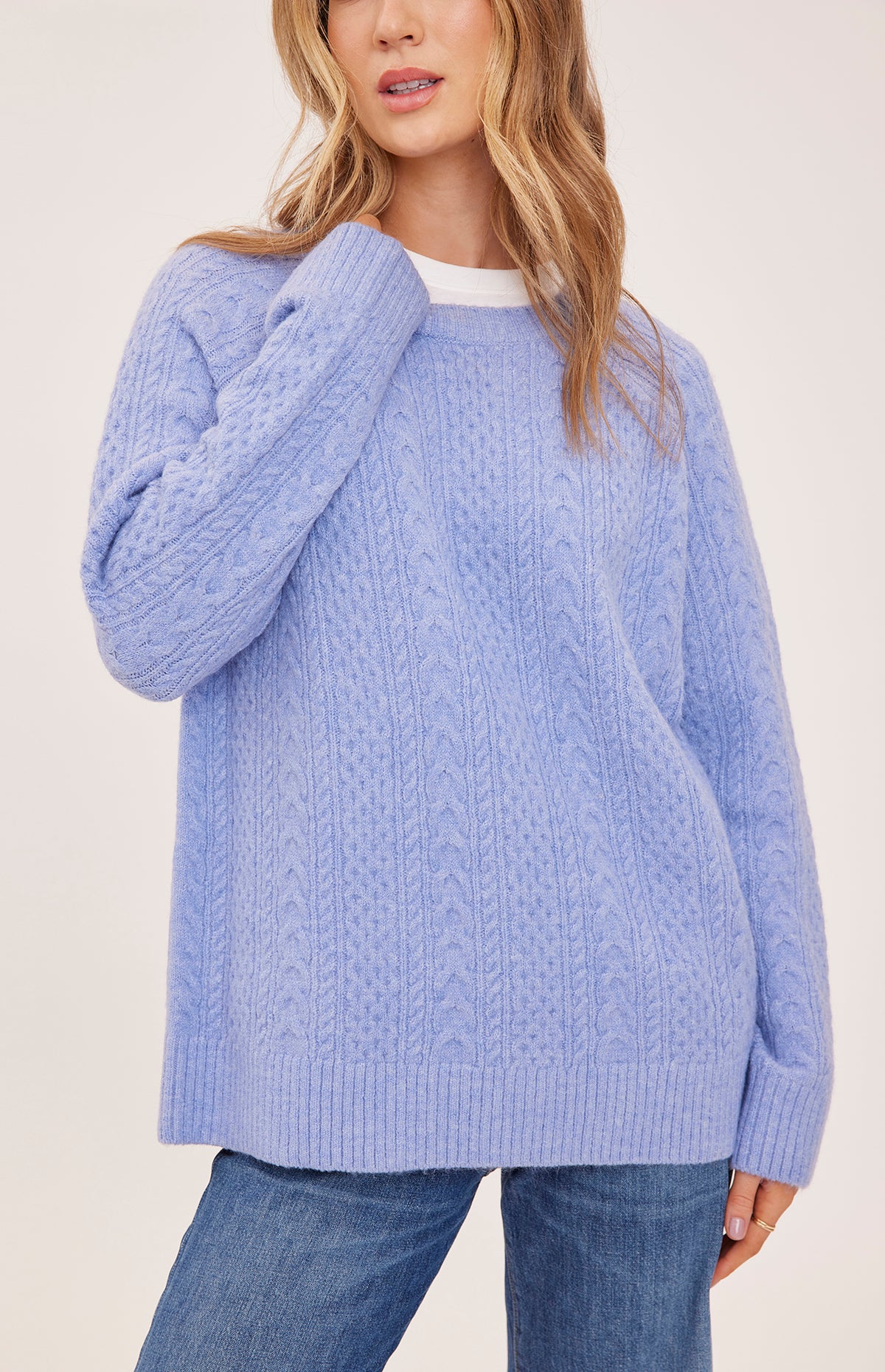 Gentle Fawn Lori sweater in Heather Skyline detail view