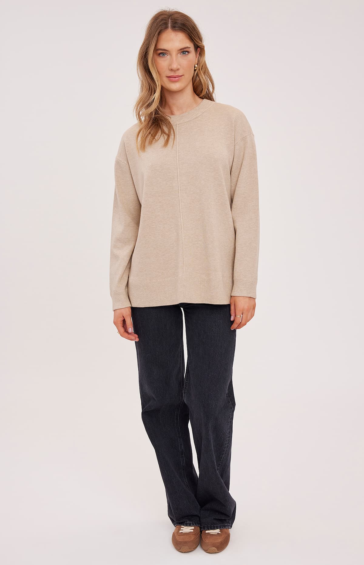Gentle Fawn Louella sweater in heather oat with crew neckline and relaxed fit