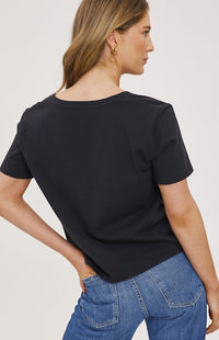 Gentle Fawn Lucy tee black cotton V-neck back view Lemonberry Aurora