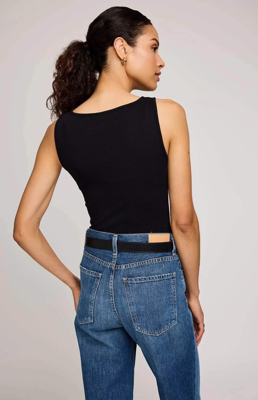 Gentle Fawn Naia black ribbed tank back view Lemonberry Aurora