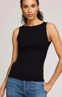 Gentle Fawn Naia black ribbed tank front detail Lemonberry Aurora